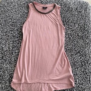 Pink Long Tank With Small Brass Colored Beads